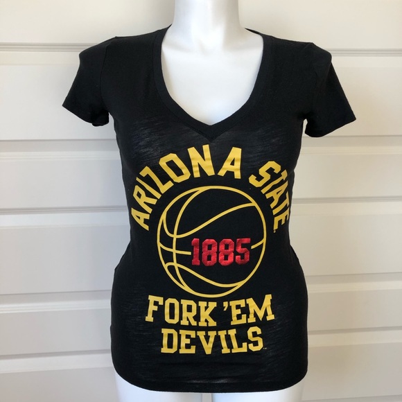 Victoria’s Secret PINK ASU Sundevils Black Tee - Picture 1 of 6